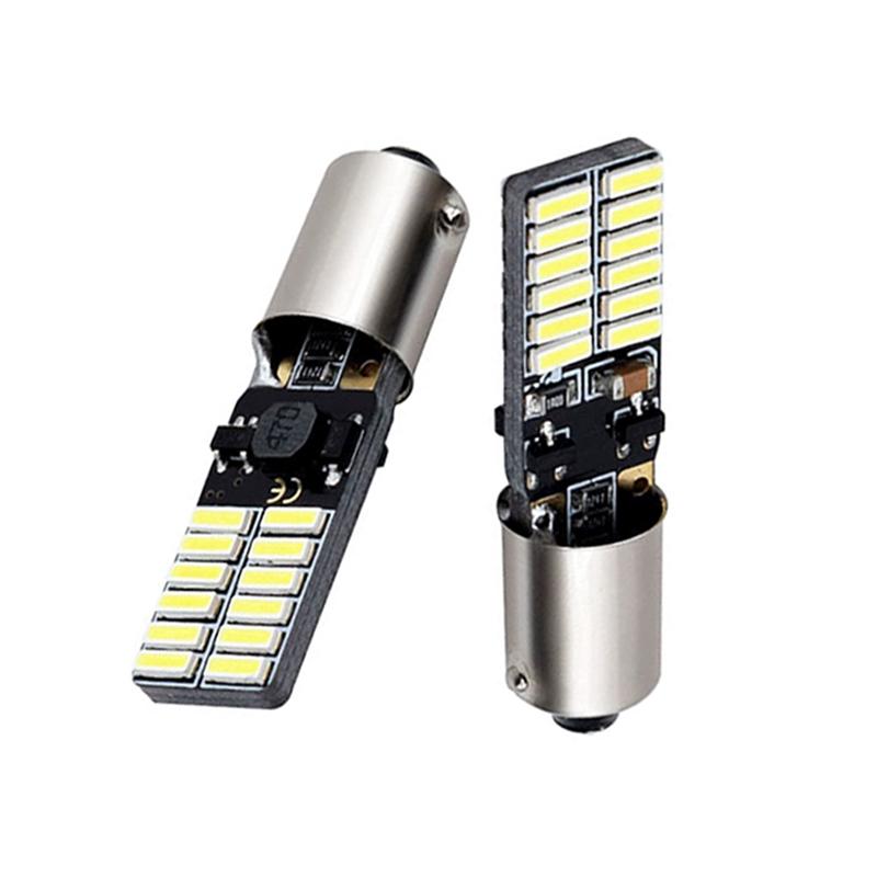 2/10pcs BA9S Car LED CANBUS Bulbs Error Free 24LED For Car Side Wedge Light Interior Signal Lamp 12v Universal White