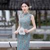 Blue sleeveless national style new Chinese Suzhou long cheongsam improved young women's high sense can be worn daily in summer