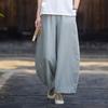 Johnature Women Vintage Bloomers Pants Summer Chinese Style Solid Color Trousers Pockets Soft Pants