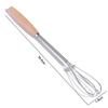 Wooden Handle Mini Egg Whisk Useful Hand Egg Beater Cream Beater Stainless Steel Egg Beater  Home