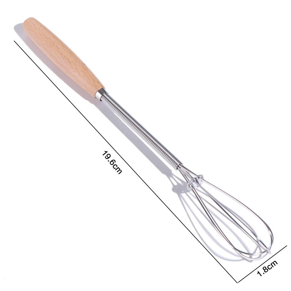 Wooden Handle Mini Egg Whisk Useful Hand Egg Beater Cream Beater Stainless Steel Egg Beater Home