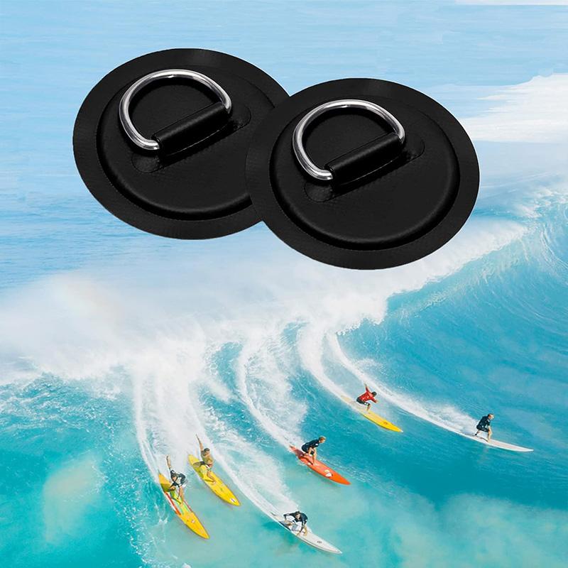 4 Stück Surfer PVC-Aufnäher Edelstahl-D-Ring für Kajak Schlauchboot Zubehör