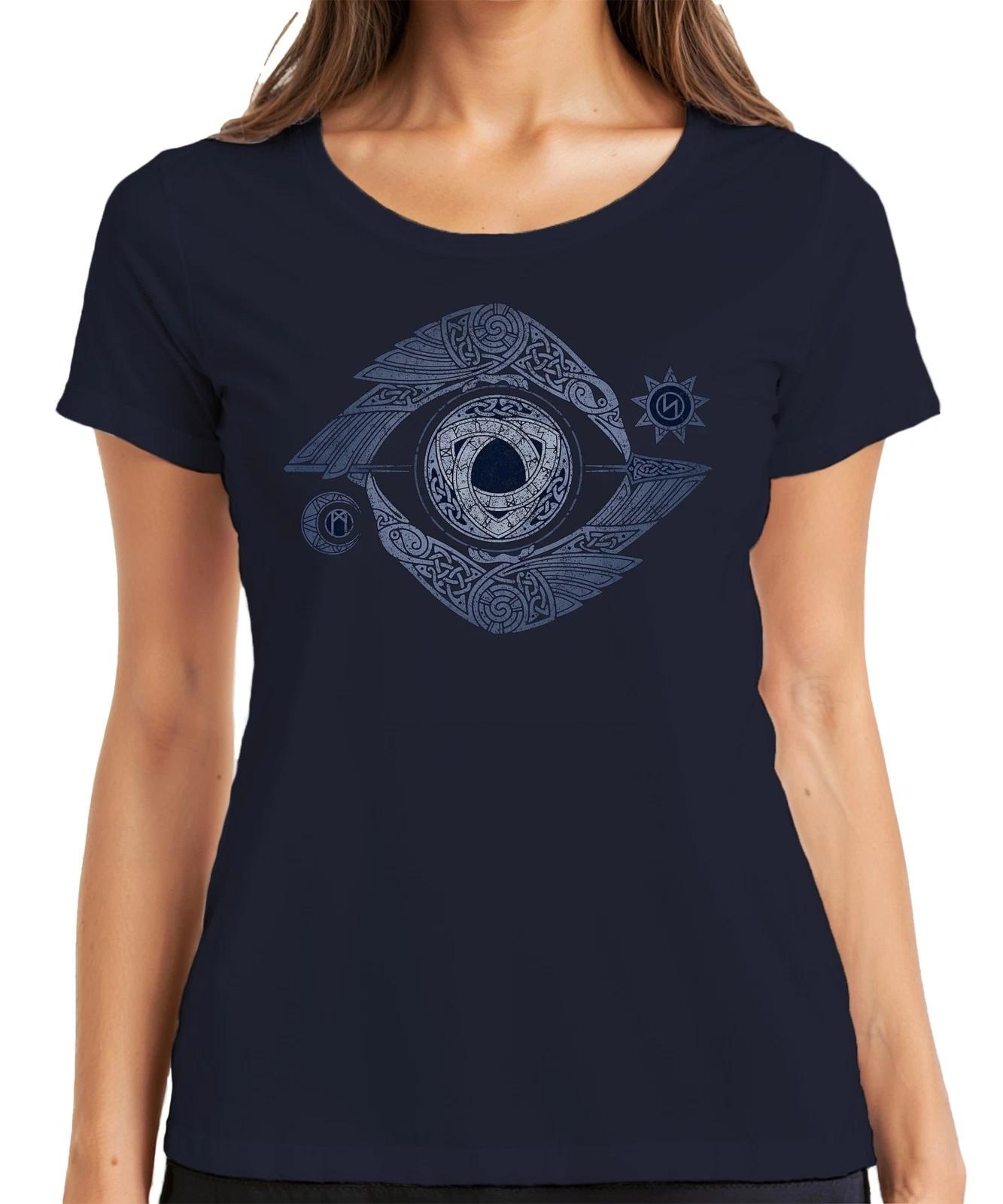 Wikinger Valknut Auge Raben Knotenmuster Nordische Mythologie Damen T-Shirt S