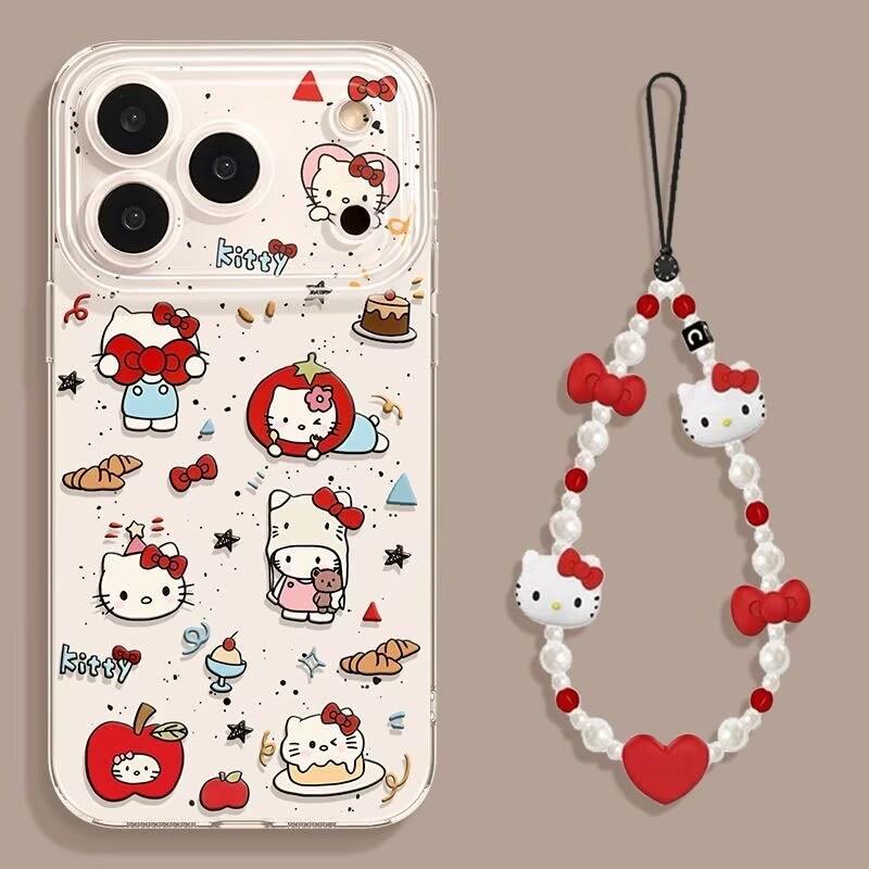 Hello Kitty Chain Transparent Case For Xiaomi Redmi Note 15 Pro 15C 5G 14C Note 14 13 12 Pro Plus 13C 12C A5 5G 4G INS Casing