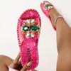 Zapatillas de Moda para Mujer Zapatillas de Moda con Flor de Cristal 2025 Nuevas Zapatos de Punta Redonda Planos para Exterior Sandalias de Lujo con Brillo para Mujer Talla Grande