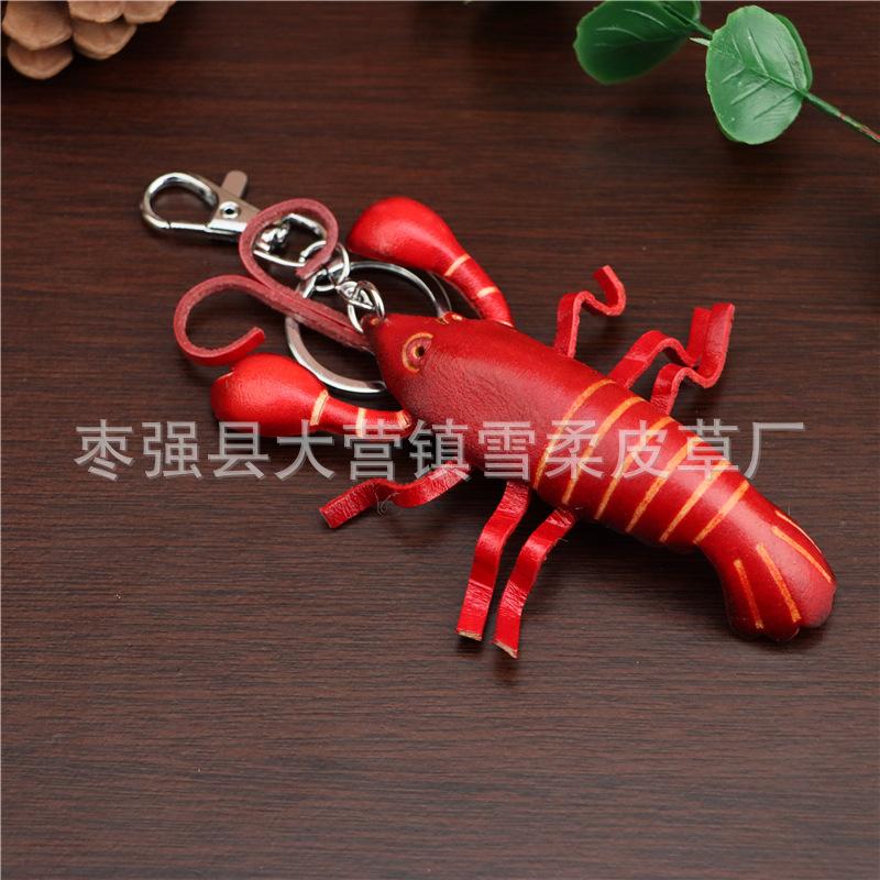 Pendentif Porte-clés Premier Couche Cuir de Vache Écrevisse, Accessoires Porte-clés Voiture Locomotive, Pendentif Sac Mignon, Personnalisé Tendance
