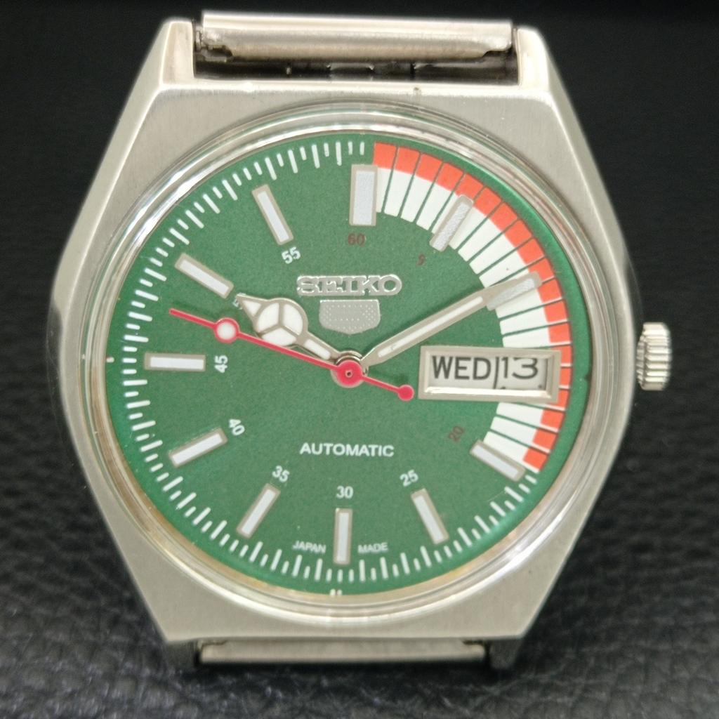 GENUINE VINTAGE SEIKO 5 AUTOMATIC 6309A JAPAN MENS GREEN DIAL WATCH A708397-1