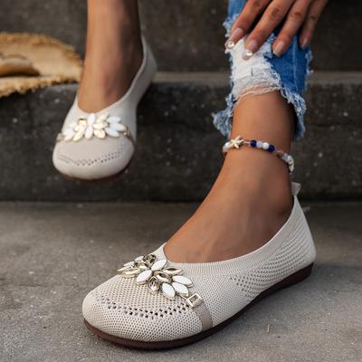 Designer Blumen Mutter Schuhe Leichte Slipper Stoffschuhe für Damen Stricknetz Damen Flats 2024 Hollow Sommer Sandalen