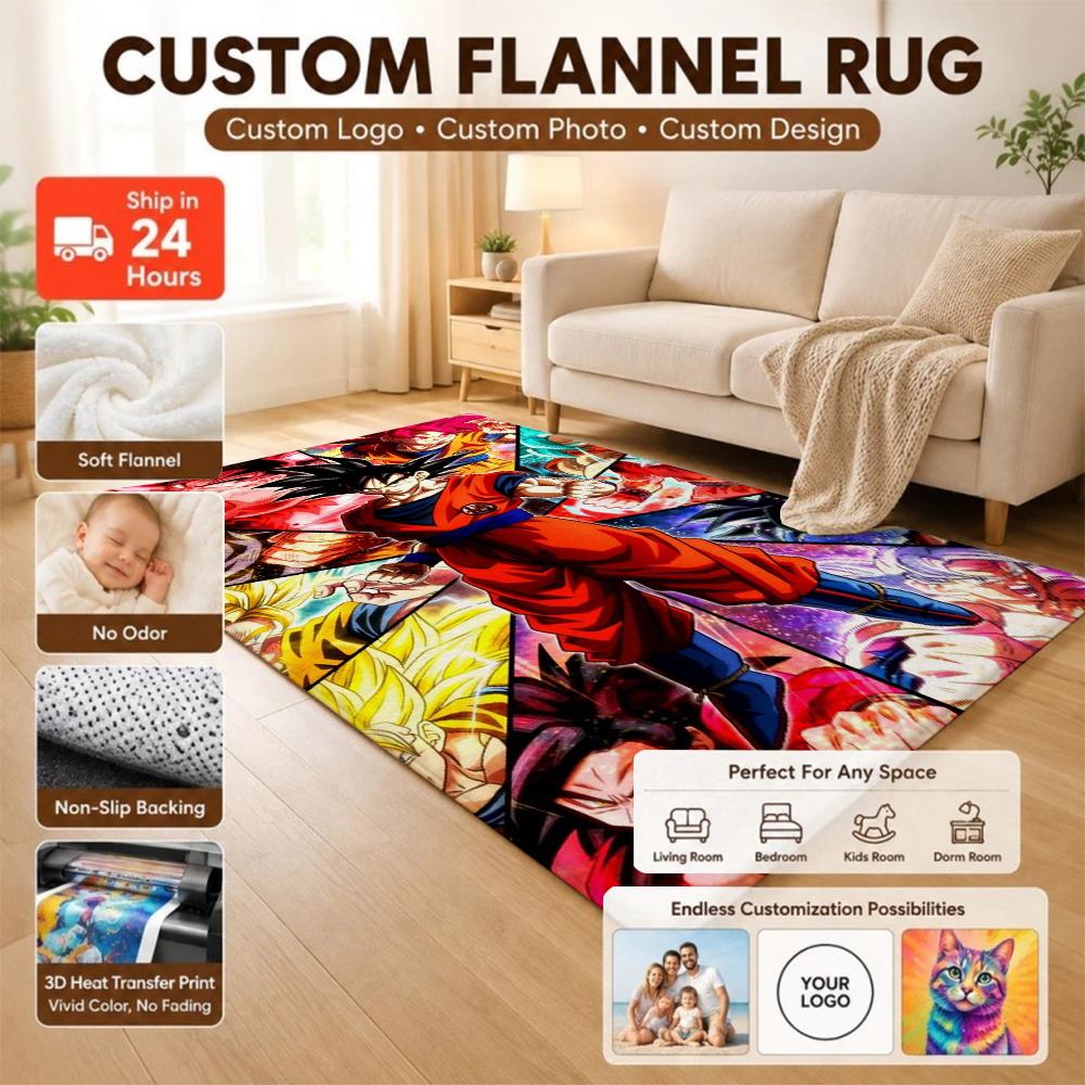 Goku'S Many Forms Printed Rug Nonslip Durable Carpet For Study Reading Area Home Party Decor Birthday Gift