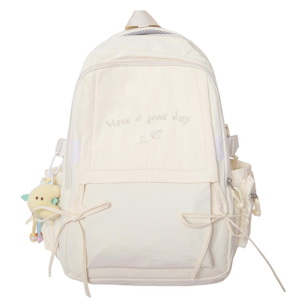 Winter New High-Value Solid Color Lightweight Student Backpack for Girls, Elementary and Middle School Students, Letter Backpack