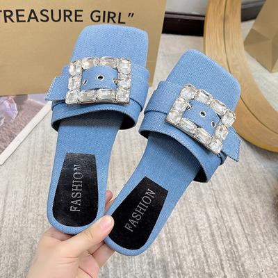 Metallknopf Buchstaben Dekoration Damen Hausschuhe Sommer Damen Sandalen Flache Strandschuhe Damen Sandalen Strandschuhe Zehentrenner
