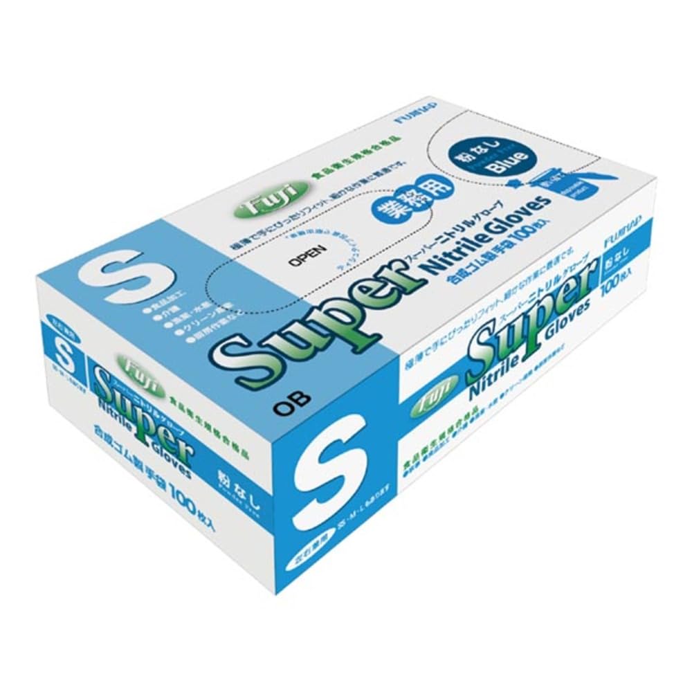 Перчатки Fuji Super Nitrile, доступны в размерах 100, синие, без пудры, S, M, L., (С) синий