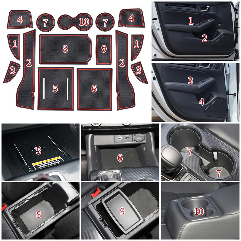 For Honda Civic 11th Gen  2022 2023 Auto Styling Car Interior Accessories Door Groove Non-slip Mat Anti-Slip Gate Slot