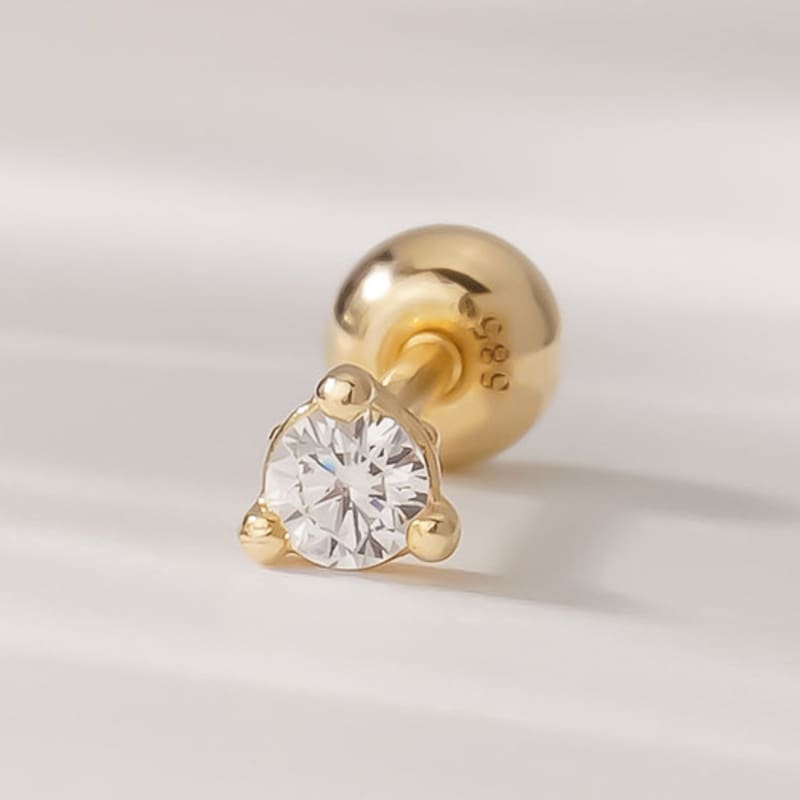 

JEWNEL 14K 3-Prong Mini Cubic Piercing Earrings piercing (1 piece)