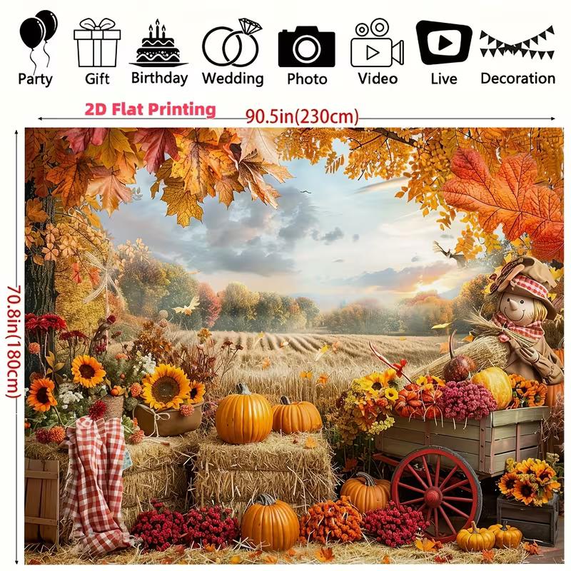 2D Thanksgiving Farm Backdrop Autumn Scenery Photography Background