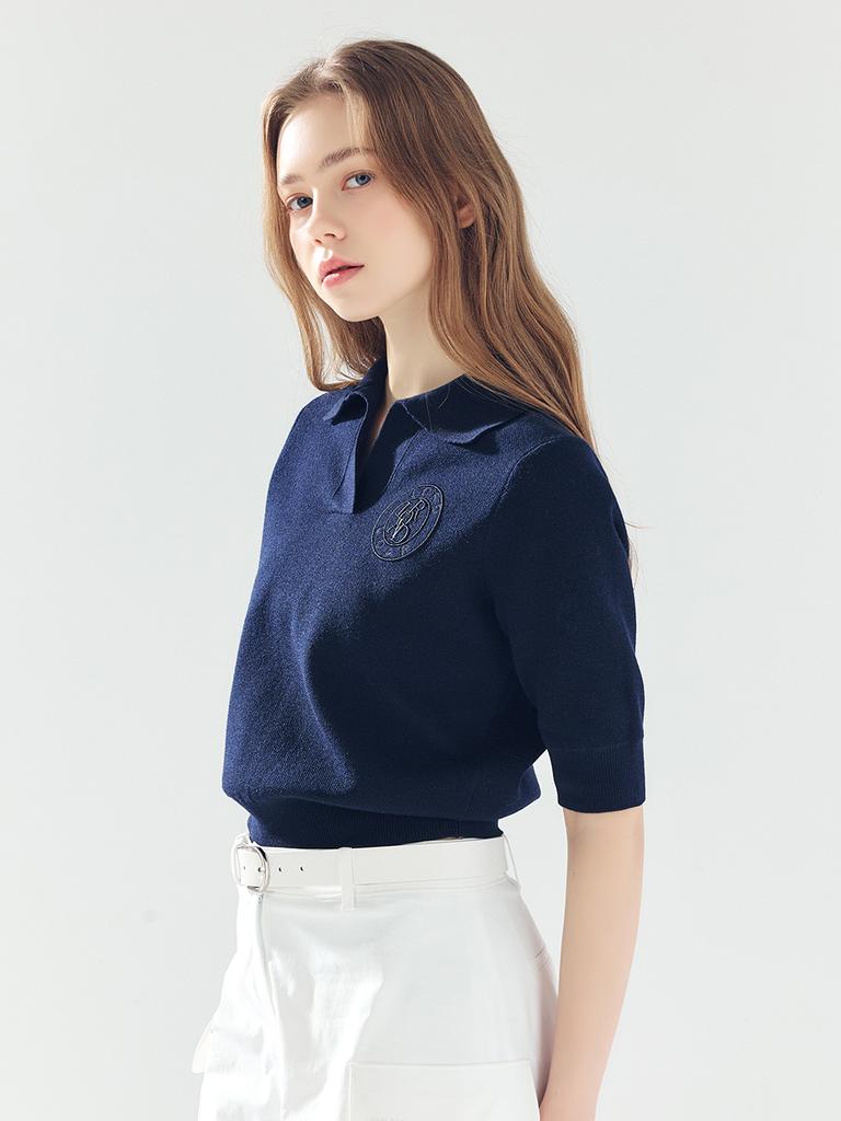 LORDLOAR Signature Collar Knit Navy