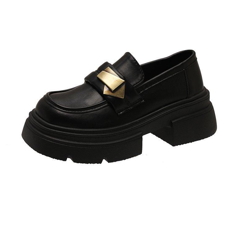 Platform British style small leather shoes women's 2025 new spring and autumn one-pedal black single shoes Mary Jane shoes loafers