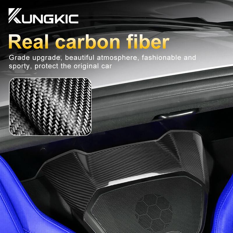 Hard Dry Carbon Fiber For Chevrolet Corvette C8     2024 Car Gear Rear Cover Sticker Interior Accessories