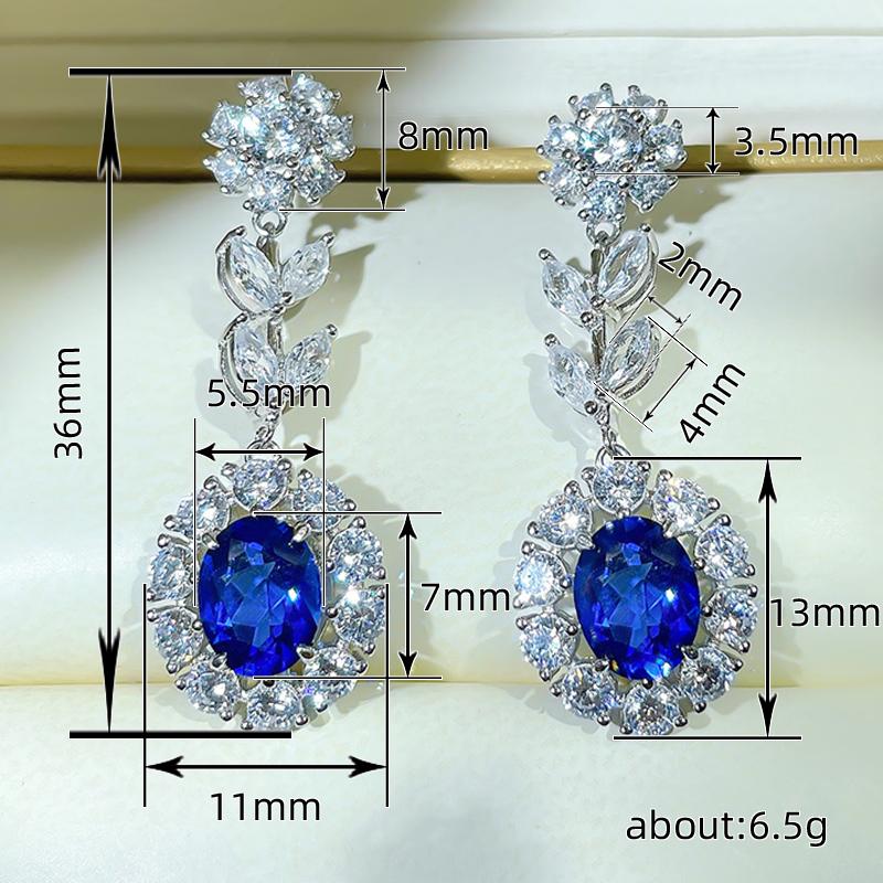 Huitan Novel Design Flower Dangle Earrings with Brilliant Blue/White CZ  Color Aesthetic Earrings for Women Trendy Jewelry