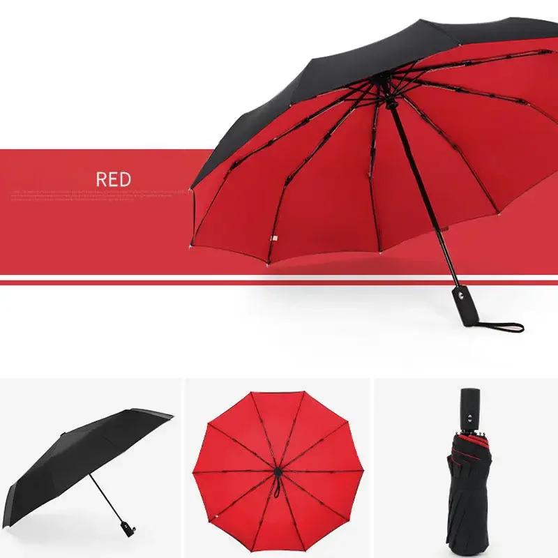 Fully Automatic 10K Strong Luxury Double Layer Windproof Resistant Large Business Rain Umbrella Parasol for Men and Women