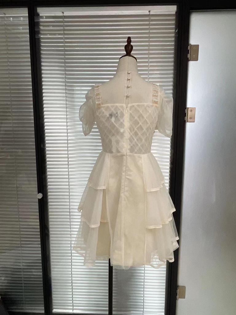 Vietnamesisches Süßes Prinzessin Perlen-Mesh-Kleid 2022