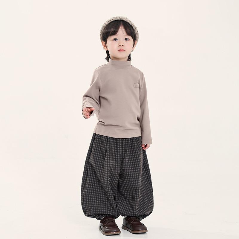 Boys Half Stand Collar Long Sleeve Bottoming Shirt Korean Style Kids Casual Top