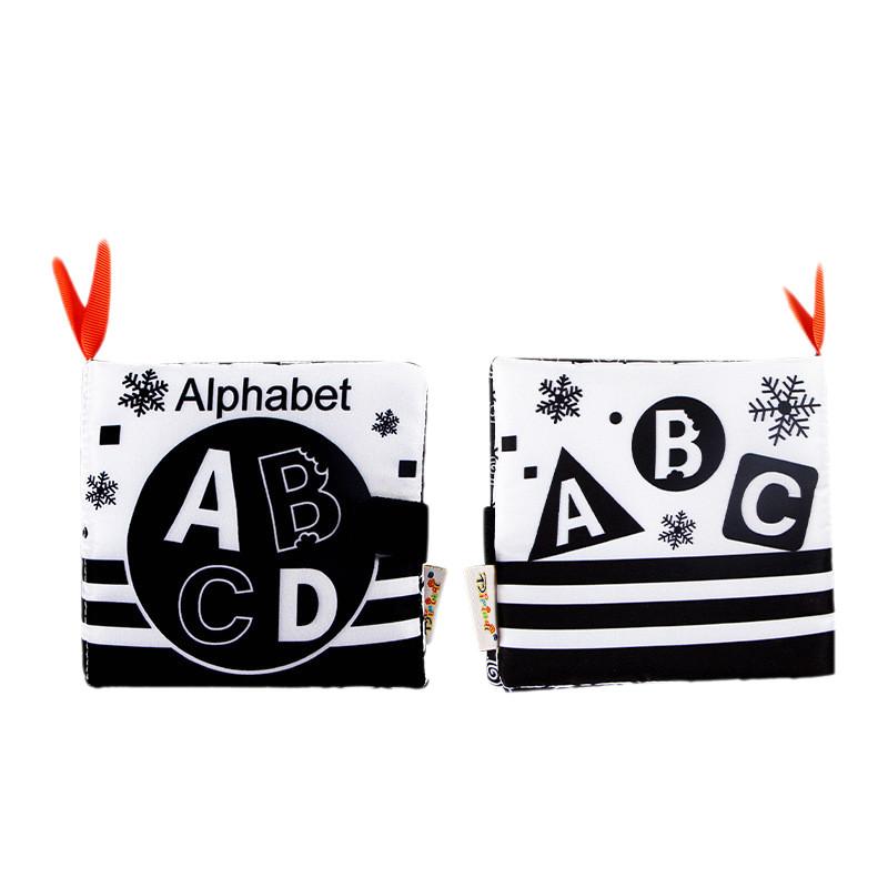 New Baby Cloth Book Black And White Number Cognitive Sound Paper Children's Early Education Book Tear-resistant Cloth Book Infant Toddler Toy