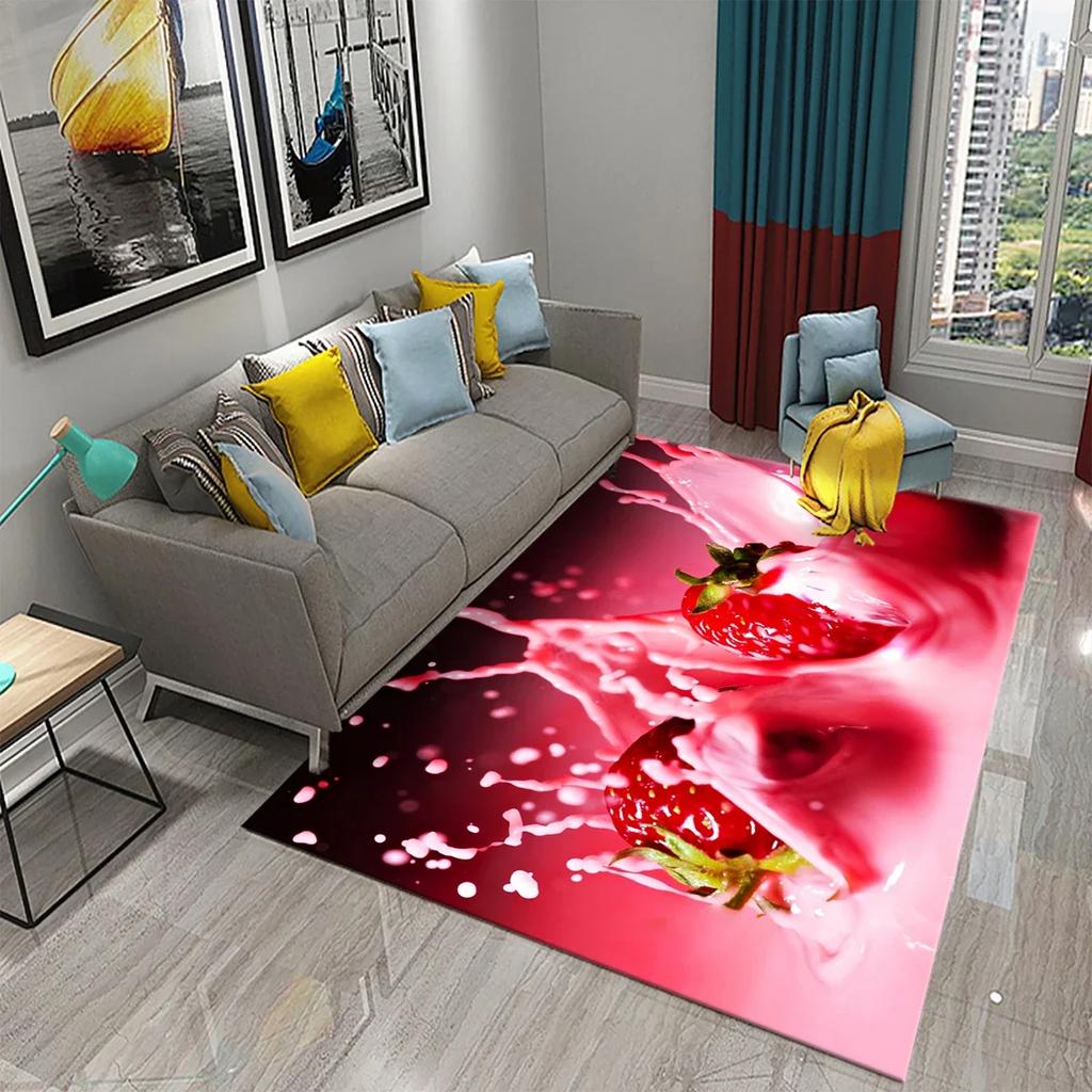 Strawberry Carpet Fresh Fruit Rug Kitchen Doormat Living Room Bedroom Floor Rug Bathroom Non-slip Foot Mat Entrance Hall Carpet