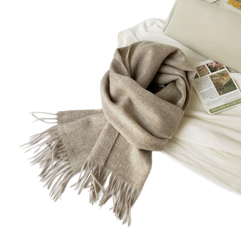 Solid Color Scarf 111% Australian Wool Scarf High-end Scarf Men's and Women's Warm Versatile Scarf Shawl