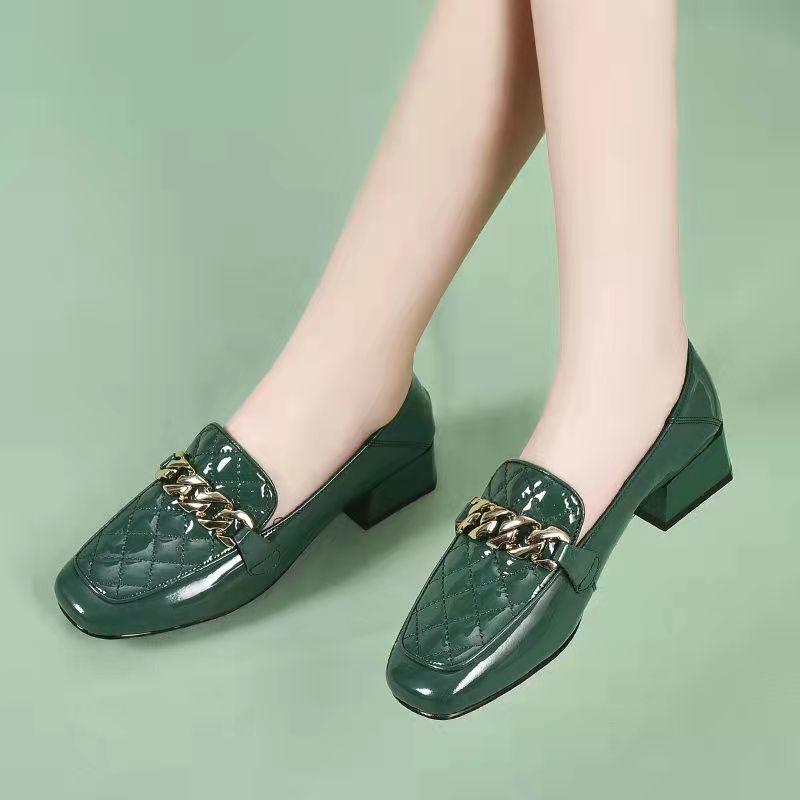 

Весенние лоферы на толстом каблуке с квадратным носком для женщин 40 зелёный