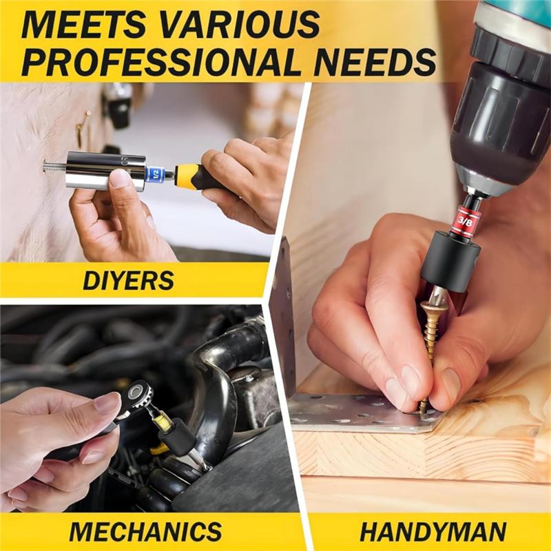 A25F-Hex Shank 105° Right Angle Drill Screwdriver 31PCS Flexible Drill Bit Extension Set Rotatable Socket Adapter
