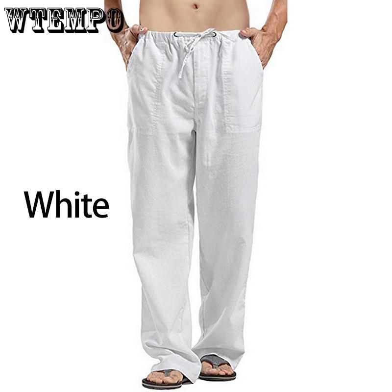 Men's Autumn Streetwear Elastic Waists Trousers Loose Pants Straight Party Pants Linen Plus Size