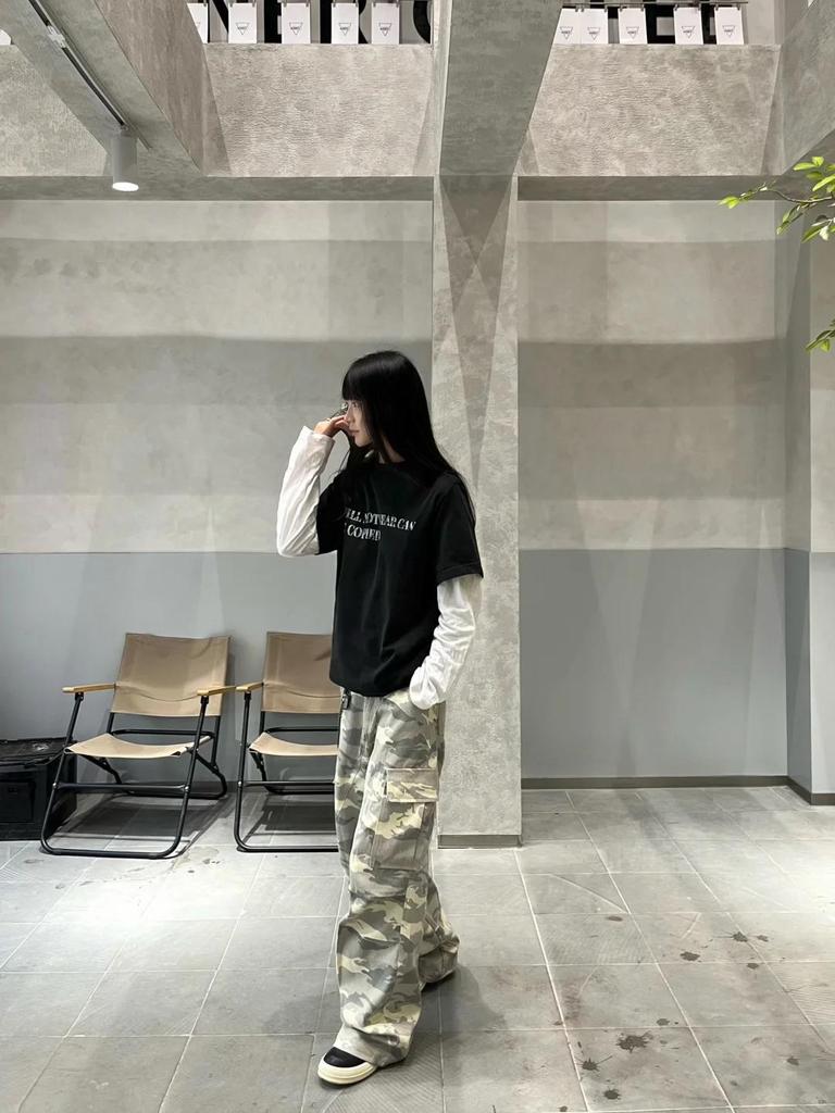 Korean Washed Camouflage Paratrooper Wide-Leg Overalls