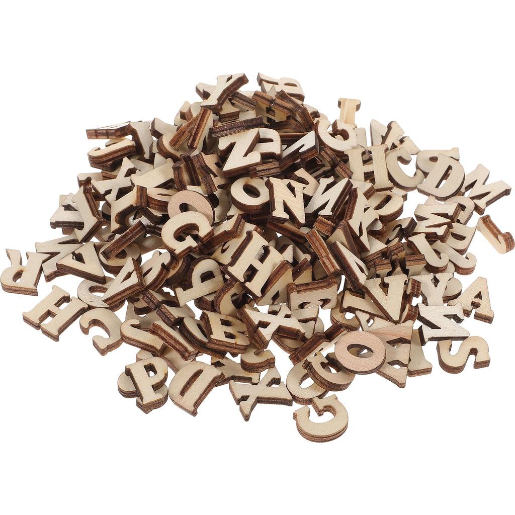 100pcs DIY Doodle Educational Toy Small Natural Wooden Slice Scrapbooking Embellishments DIY Craft Decor (English Letters ) boda