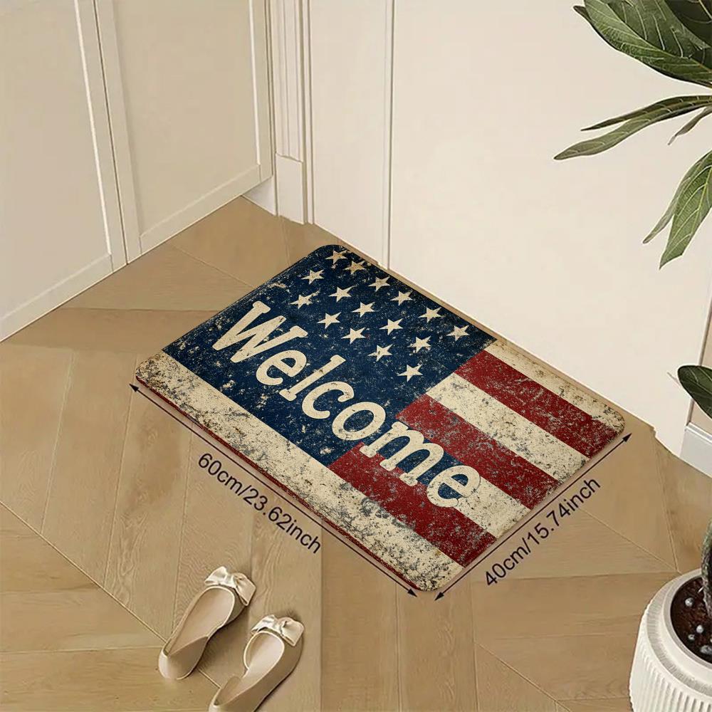 VIKAMA Vintage American Star Bar Welcome Mat Non-Slip Wear-Resistant Kitchen Bedroom Carpet Porch Mat Home Decoration