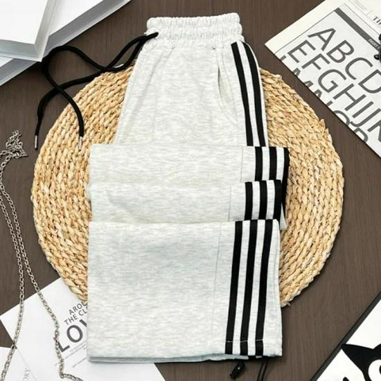 

Женские полосатые широкие спортивные штаны, Весна/Осень 2025 - Повседневный свободный крой, Маленький рост, Ленивый стиль L серый