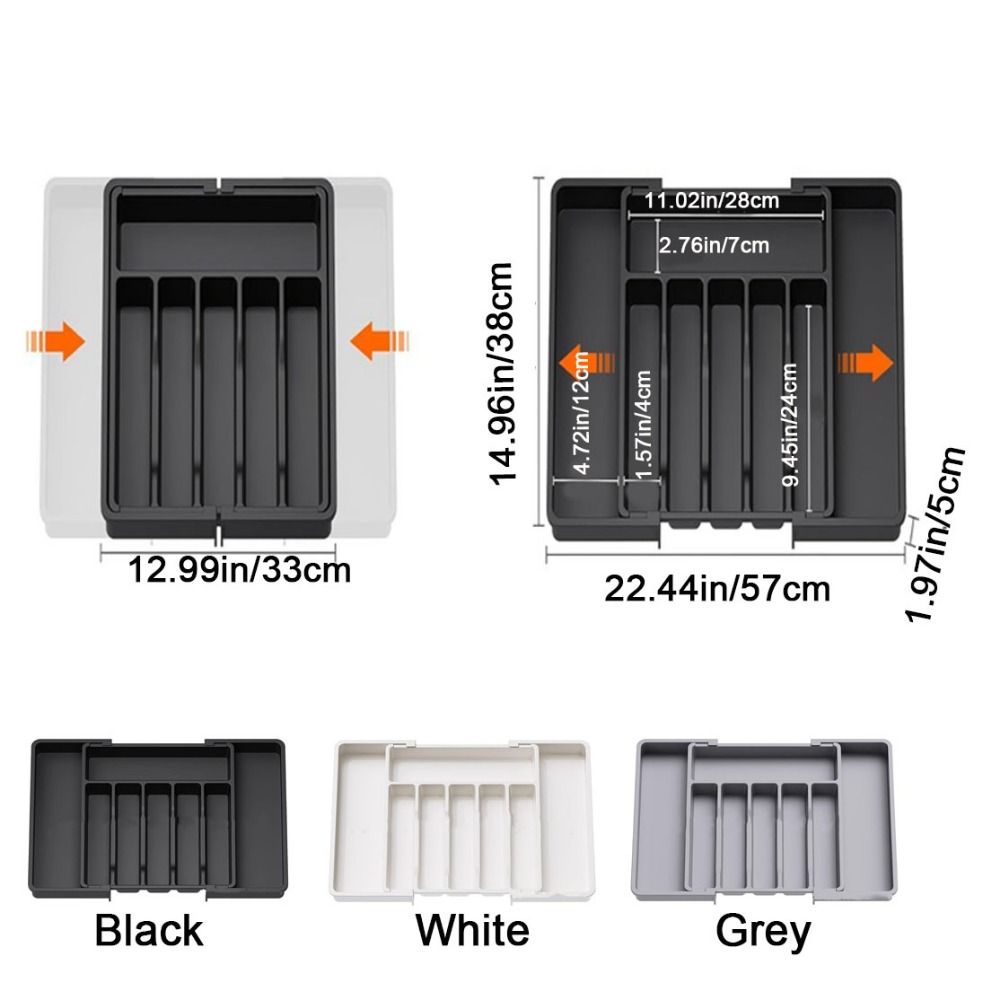 Adjustable Cutlery Storage Tray Large Capacity Silverware Drawer Organizer  Kitchen