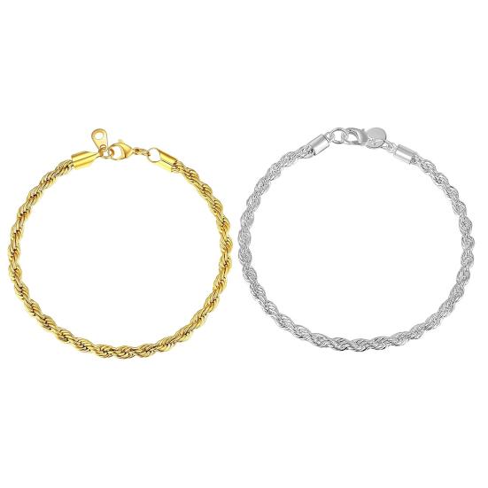 

1/2 шт. браслет двухслойная витая запутанная цепочка однотонный полированный сплав простой стиль запястье ювелирные изделия для взрослых вечеринок клубный браслет