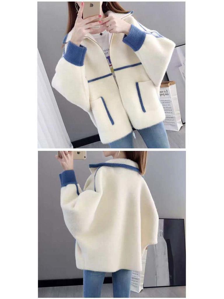 Women's Autumn & Winter Knit Cardigan: Loose Denim College Style Versatile Casual Outerwear