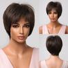 Short Eaton Straight Alan Ombre Brown Blonde Bob Wigs With Bangs Synthetic Hair Wig For Women Cosplay Lolita Heat Resistant Fiber