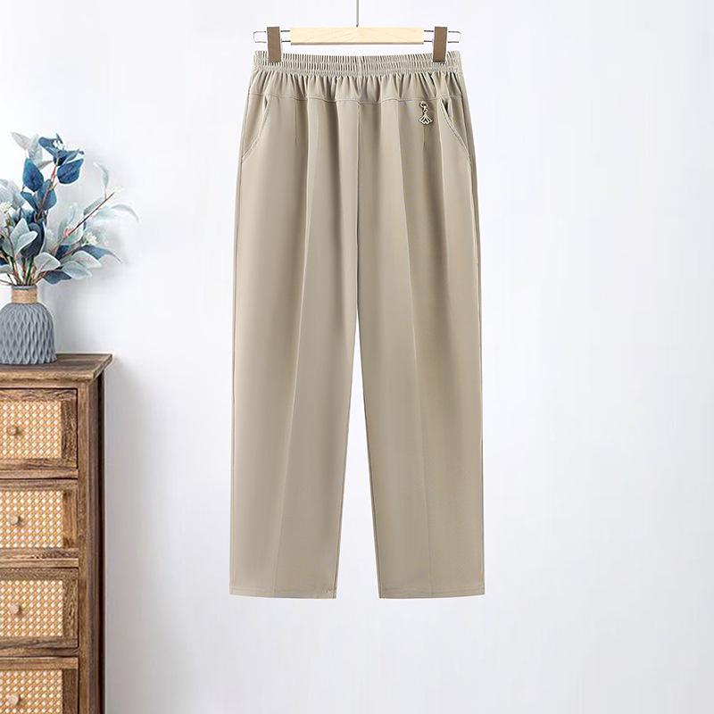 Summer Ice Silk Nine-Point Pants for Middle-aged and Elderly Women XL