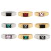 2026 Men's Jewelry Accessories, Stylish and Simple Rectangular Glossy Gemstone Ring
