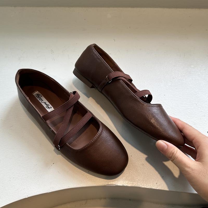 Fashion SUOJIALUN 2025 Autumn New Women Flat Shoes Fashion Round Toe Shallow Slip On Boat Shoes Soft Flat Heel Casua Dress Mary Jane Sho