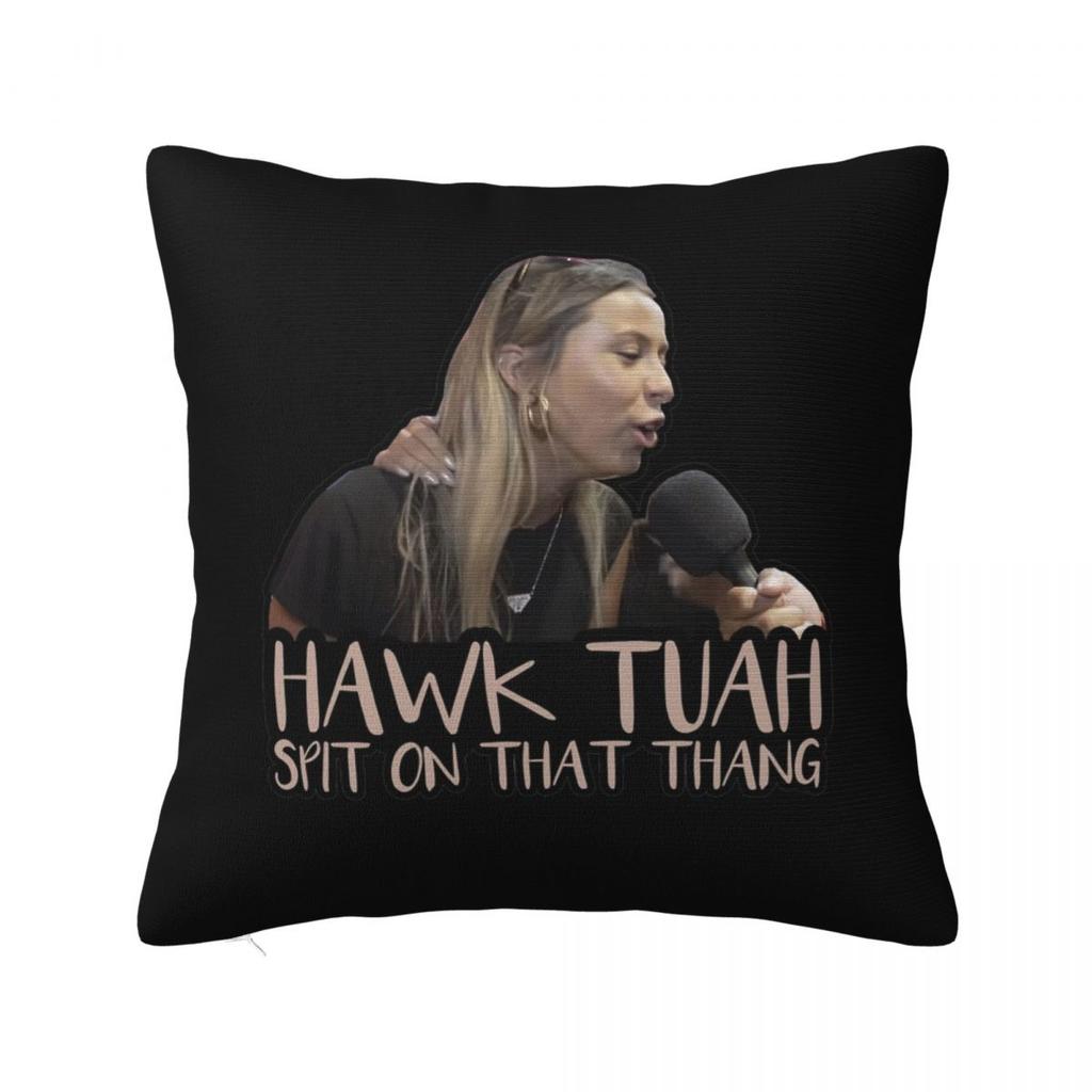 Hawk Tuah Spuug Op Dat Ding 2024 Kussensloop Grappige Meme Kussenhoezen Mode Rits Decor Kussenhoes voor Huis 45x45cm