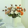Retro Simulation Rose Flower 3 Head Fake Flowers Artificial Rose Branch  Outdoor Garden Decor