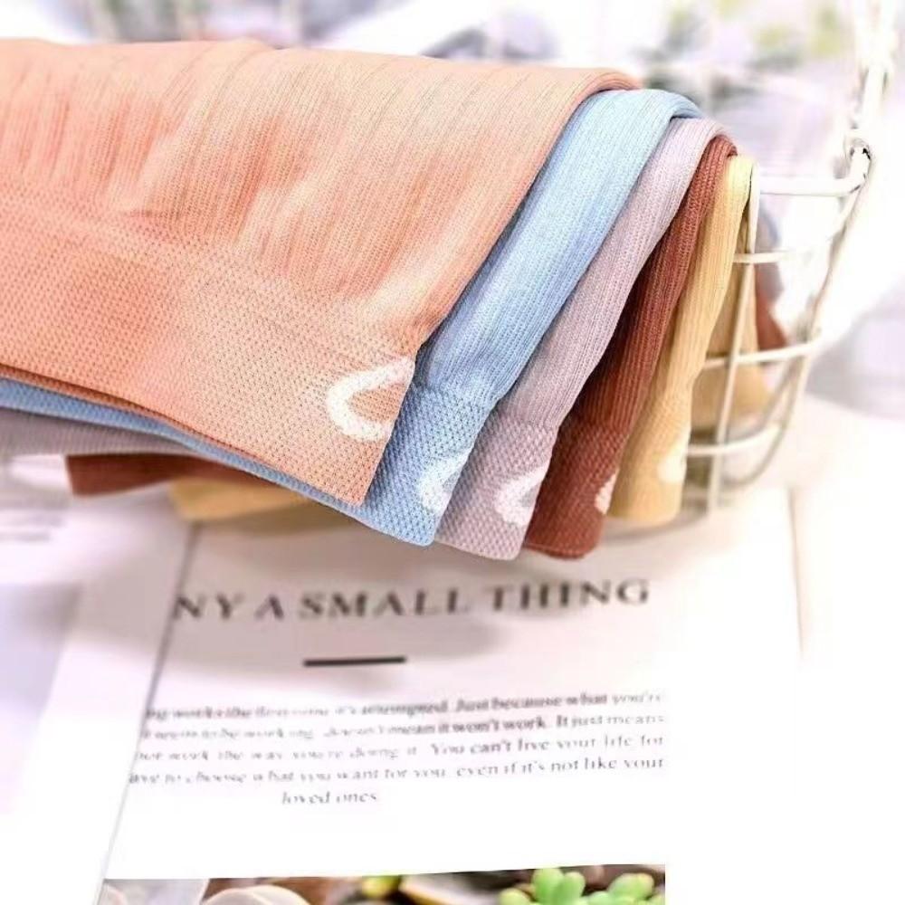 5Pcs Sweet Middle Waist Women Panties Set Underwear Random Color Candy Color Briefs 5PCS High Elastic Love Heart Underpants Lady