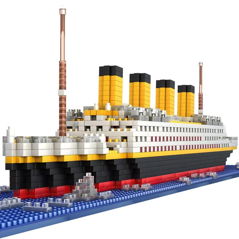 City Series Titanic Cruise Ship Building Blocks Model Boat Bricks Construction Toys for Boys Girls Kids Birthday Gift Home Decor