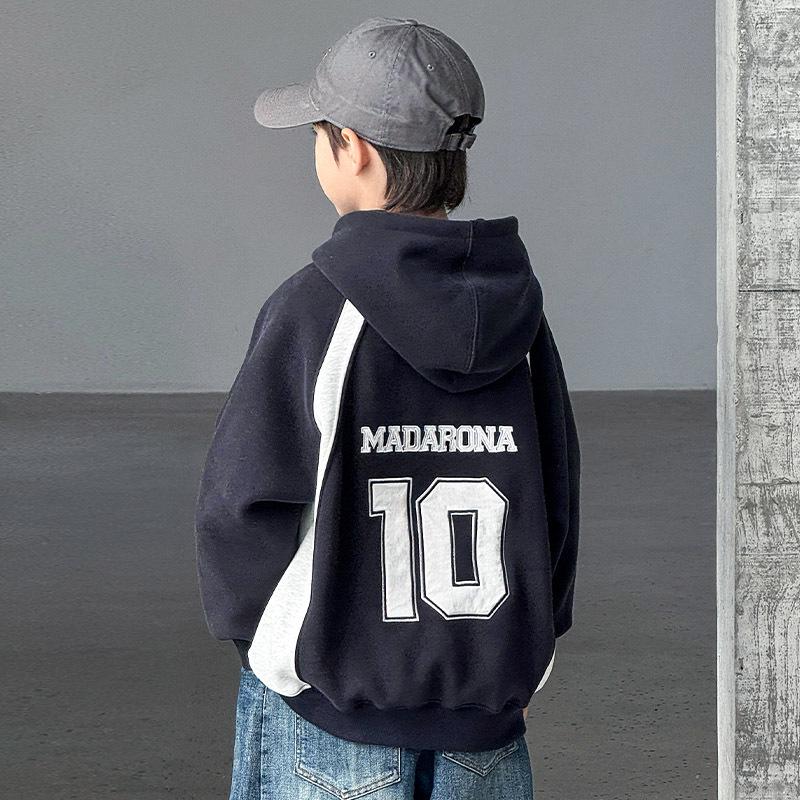 

2025 Niche Design Fleece-lined Sweatshirt for Boys - Autumn/Winter 120 cm темно-синього кольору