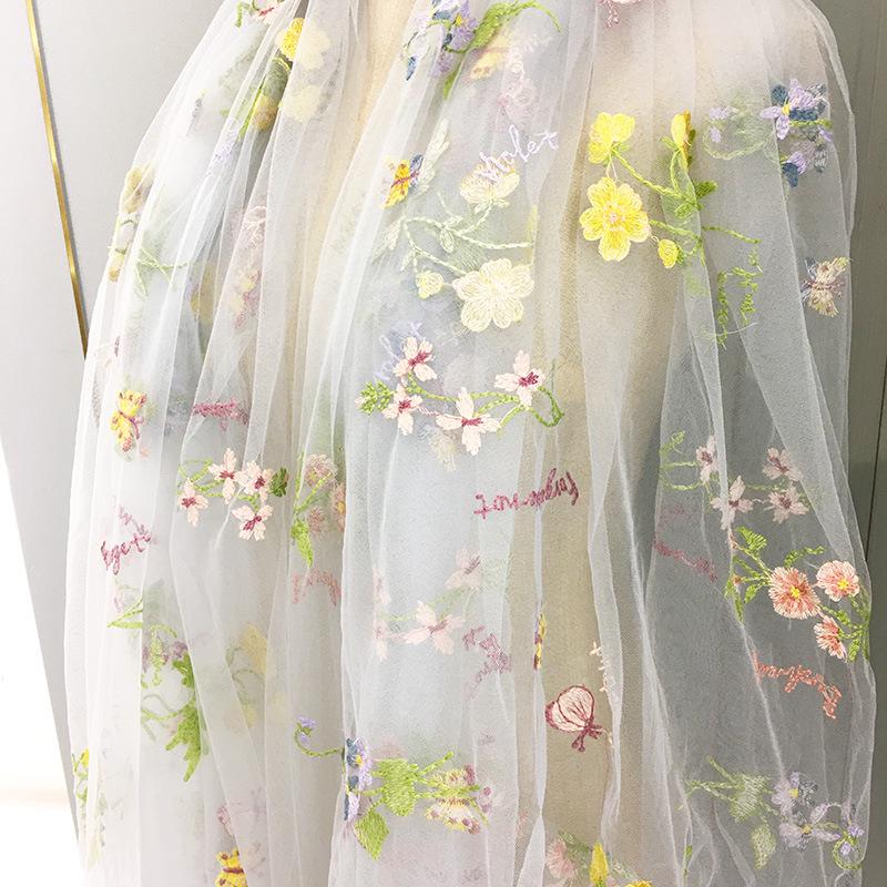 European Embroidered Multi-Color Floral Tulle Wedding Dress