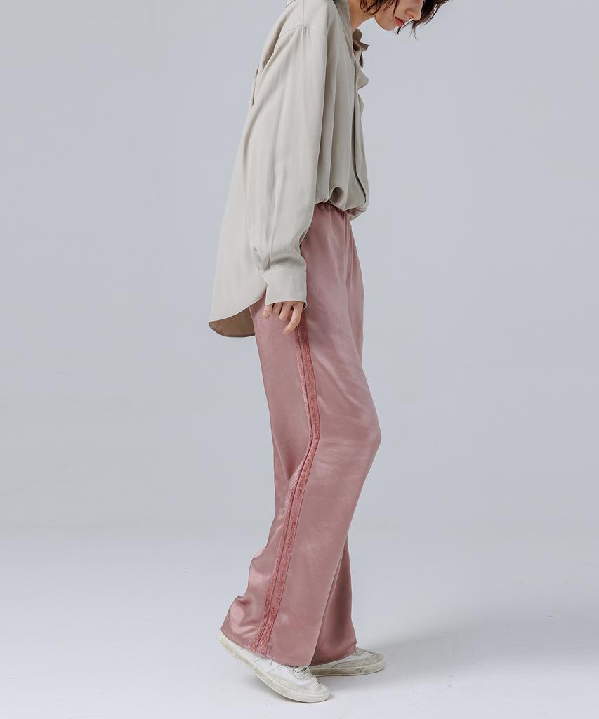 Page Satin Elastic Waist Pants _Pink